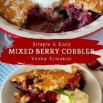 Pinterest image for Mixed Berry Cobbler Recipe.