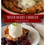 Pinterest image for Mixed Berry Cobbler Recipe.