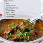 Pinterest image for Beef Curry in Slow Cooker.