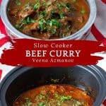 Pinterest image for Beef Curry in Slow Cooker.