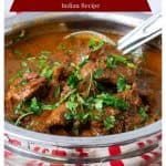 Pinterest image for Beef Curry in Slow Cooker.