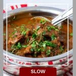 Pinterest image for Beef Curry in Slow Cooker.