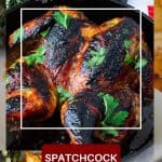 Pinterest image for spatchcock butterflied chicken.