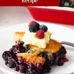 Pinterest image for Blueberry Cobbler Recipe.