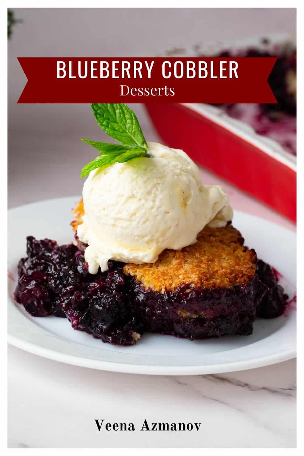 Pinterest image for Blueberry Cobbler Recipe.