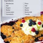 Pinterest image for Blueberry Cobbler Recipe.