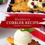 Pinterest image for Blueberry Cobbler Recipe.
