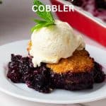 Pinterest image for Blueberry Cobbler Recipe.