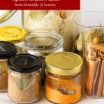 Pinterest image for How to store spices and grains.