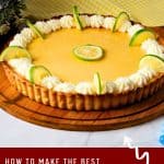 Pinterest image for Key Lime Tart with Mascarpone Cream.