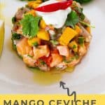 Pinterest image for Mango Ceviche with Salmon and Tuna.
