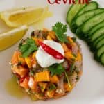 Pinterest image for Mango Ceviche with Salmon and Tuna.
