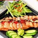 Pinterest image for salmon sashimi Raw fish.