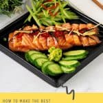Pinterest image for salmon sashimi Raw fish.