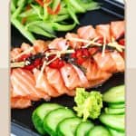 Pinterest image for salmon sashimi Raw fish.