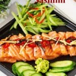 Pinterest image for salmon sashimi Raw fish.