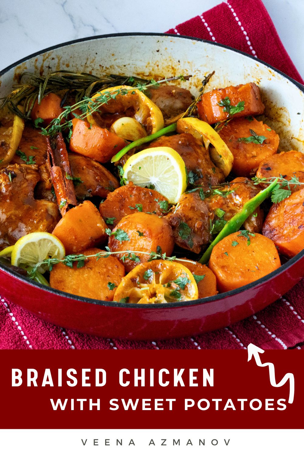 Pinterest image for Braised Chicken with Sweet Potato.
