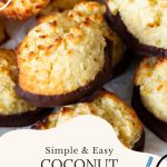 Pinterest image for coconut macaroons on the table.