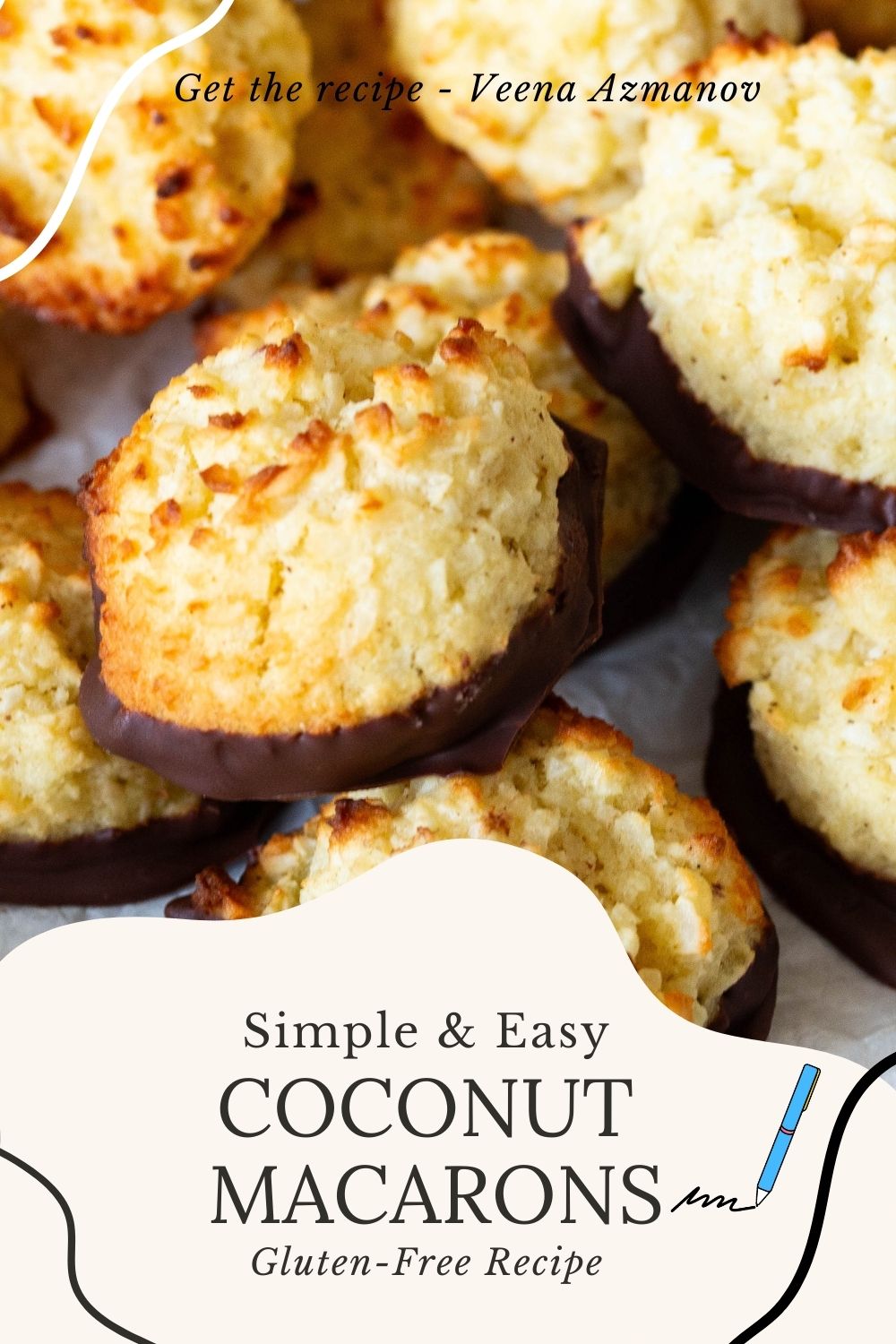 Pinterest image for coconut macaroons on the table.