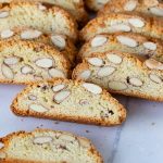 Slices of making baked biscotti on the table.