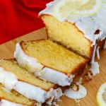 Sliced pound cake on the table.