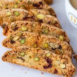 Slices of biscotti on the table.