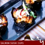 Pinterest image for Salmon Rice Cups.