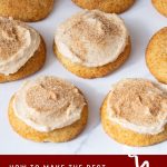 Pinterest image for Churros Cookies Frosted Cinnamon Sugar Cookies.