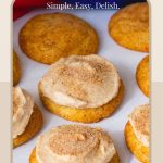 Pinterest image for Churros Cookies Frosted Cinnamon Sugar Cookies.