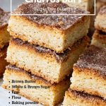Pinterest image for Churros Cinnamon Sugar Bars.