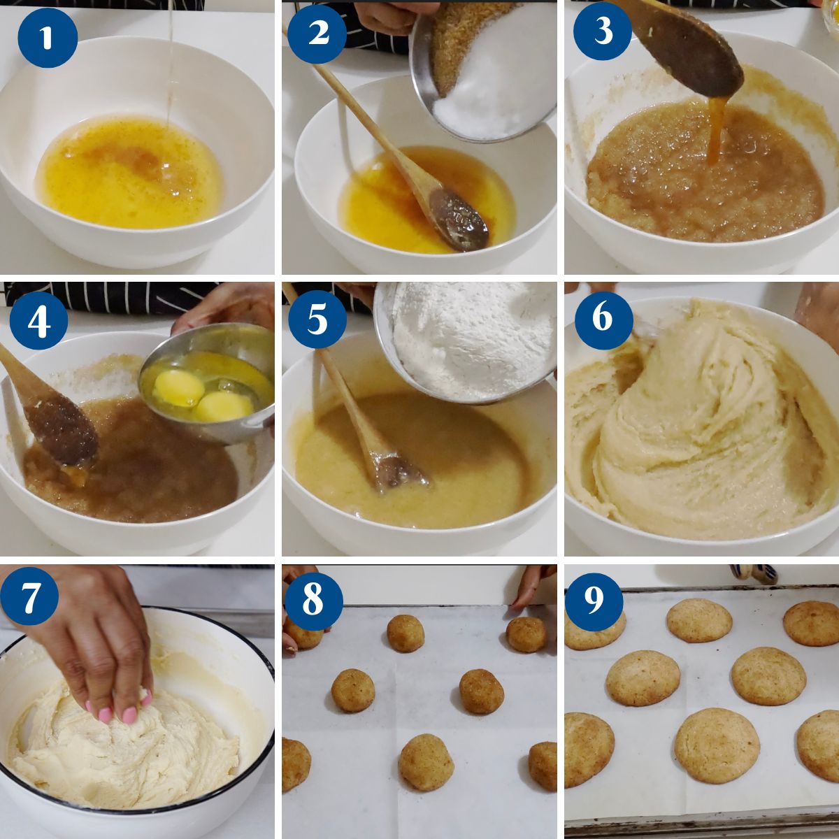 Progress pictures making the churros cookies.