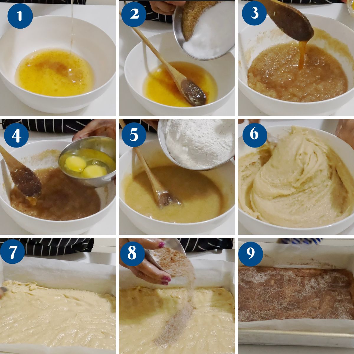 Progress Pictures making and baking the Churros bars.