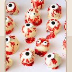 Pinterest image for Halloween Eyeball Cake Balls.