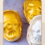 Pinterest image for skull-shaped madeleines.