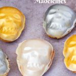 Pinterest image for skull-shaped madeleines.