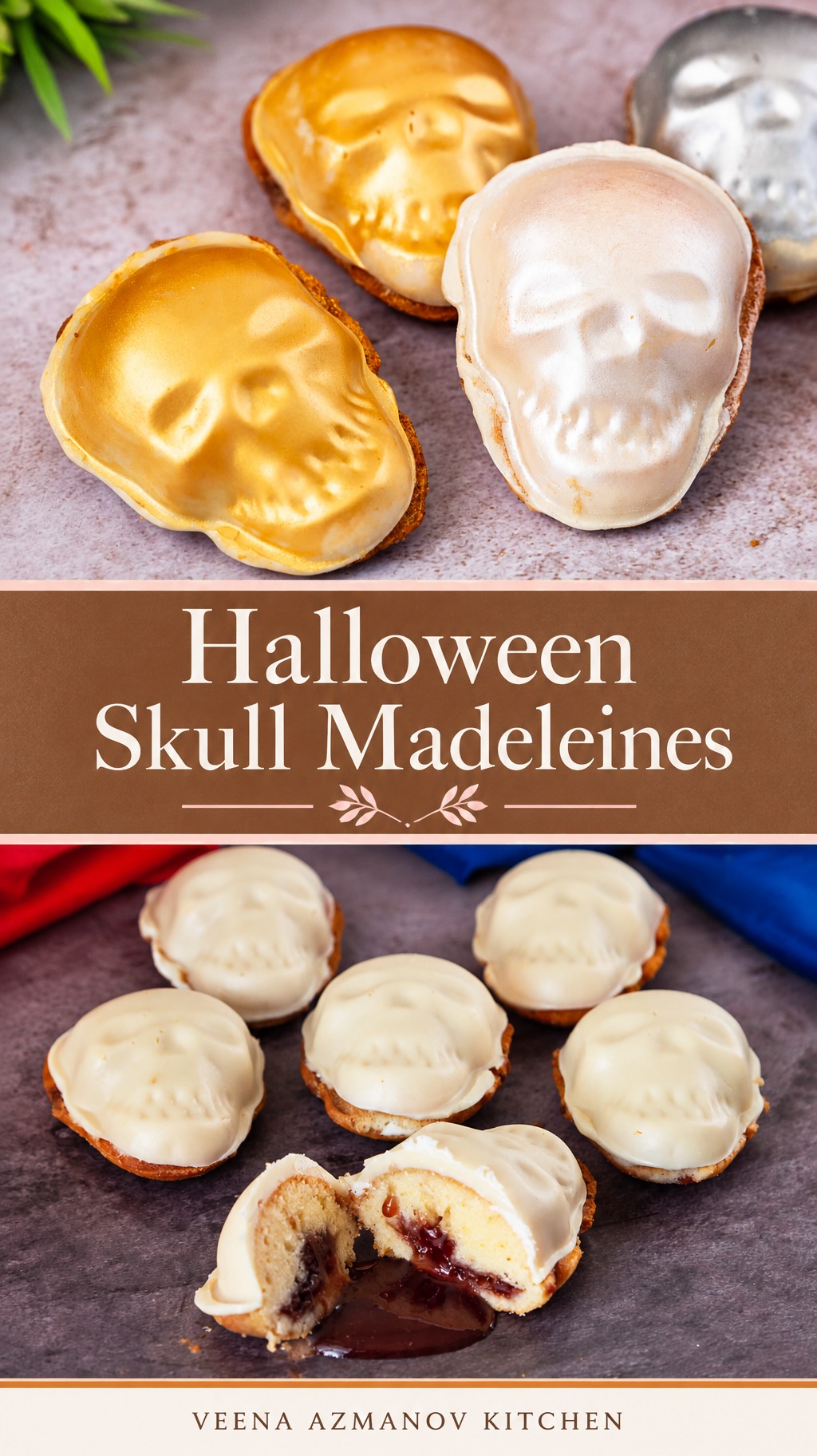 Pinterest image for Halloween Skull Madelines.