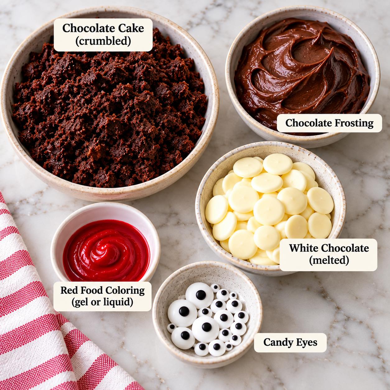 Ingredients for Halloween Eyeball Cake Balls
