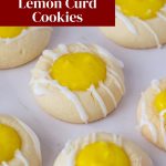 Pinterest image for lemon curd cookies with lemon curd and lemon glaze.