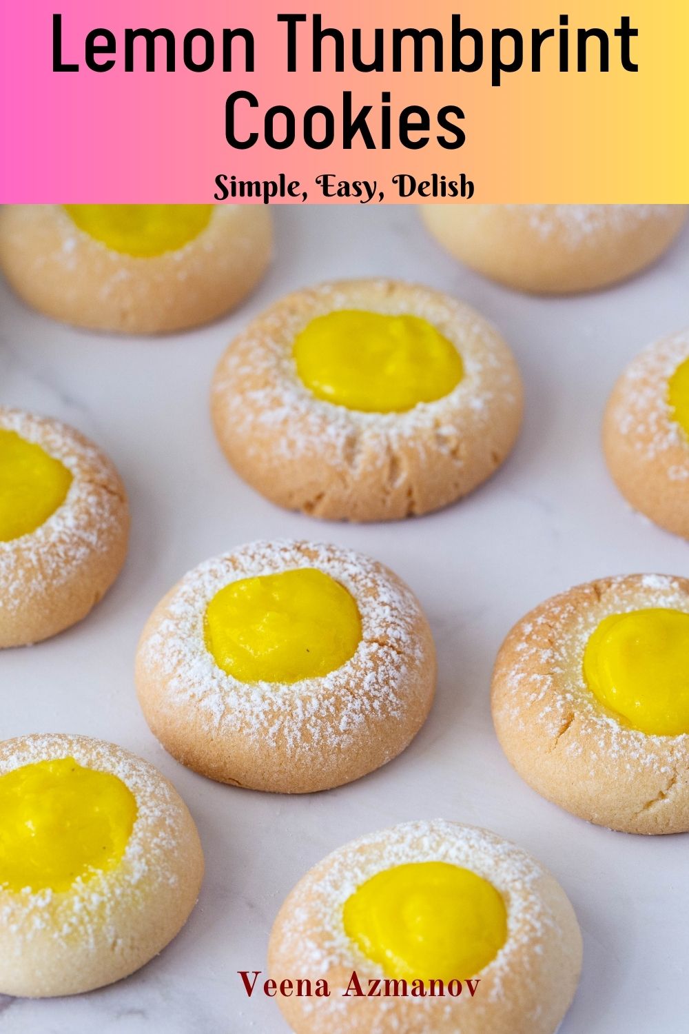 Pinterest image for Lemon Thumbprint Cookies.