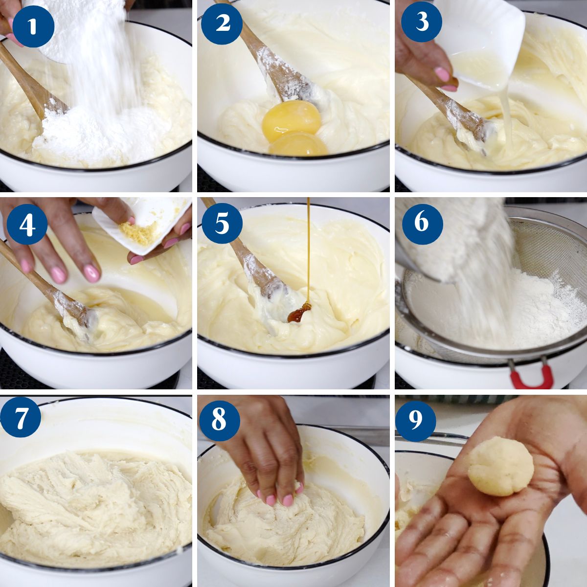 Progress pictures making the lemon curd cookies.