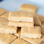 A stack of shortbread on the table.