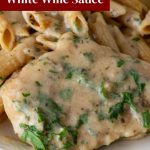 Pinterest image for Chicken in White Wine Sauce.