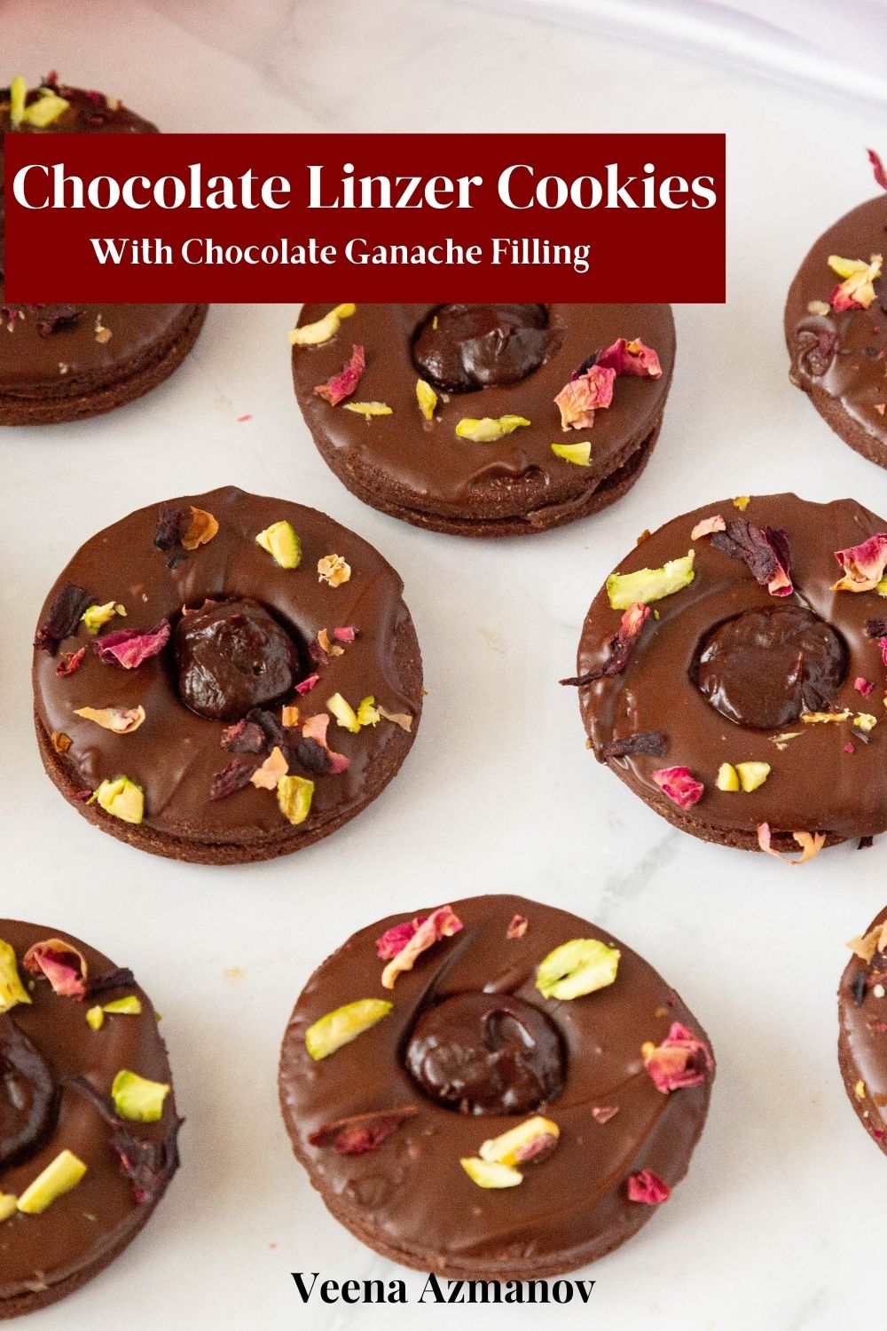 Linzer Cooker Chocolate Linzer Cookies (Pistachio & Rose)- Veena Azmanov Kitchen