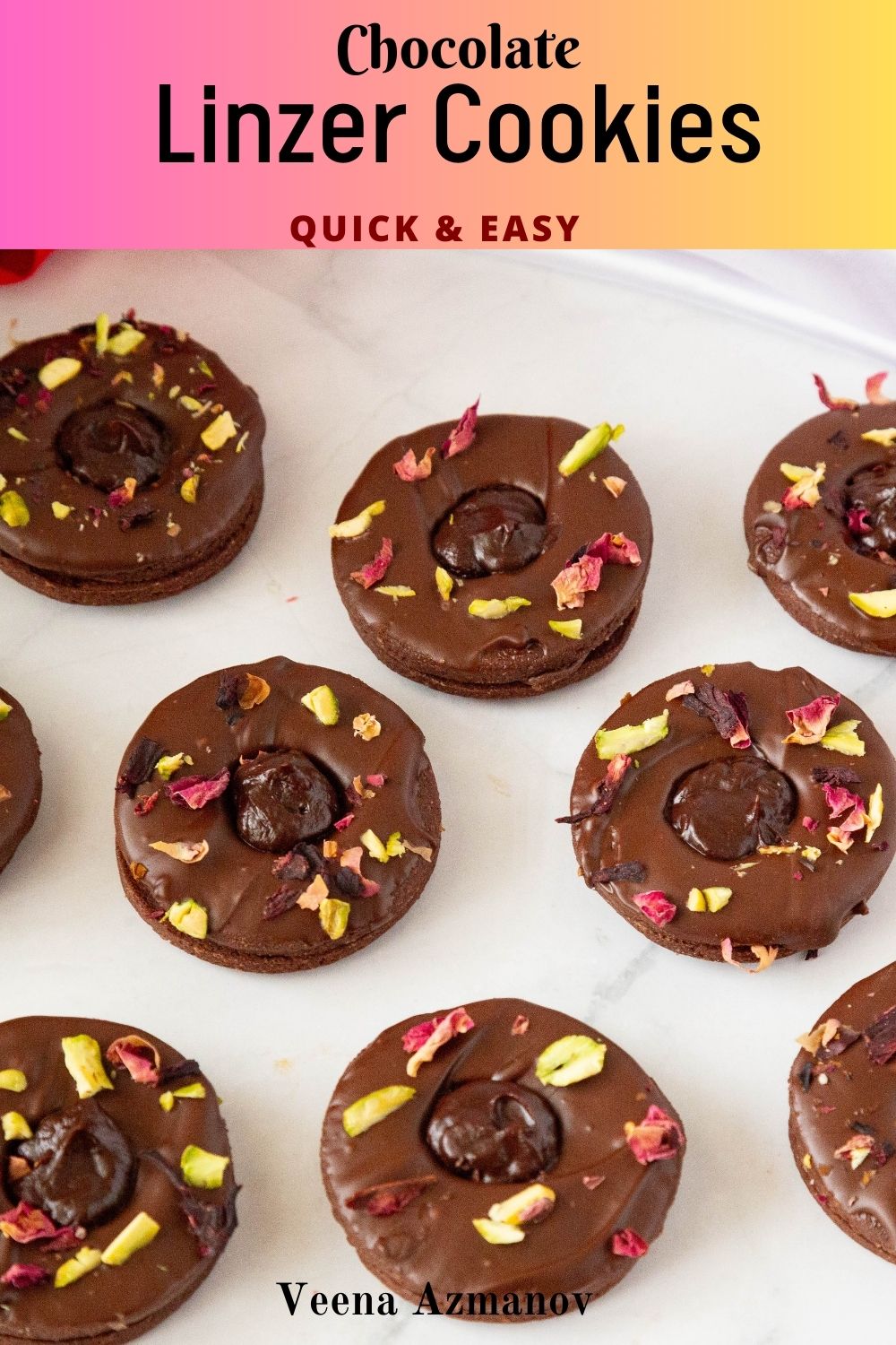 Pinterest image for Chocolate Linzer Cookies.