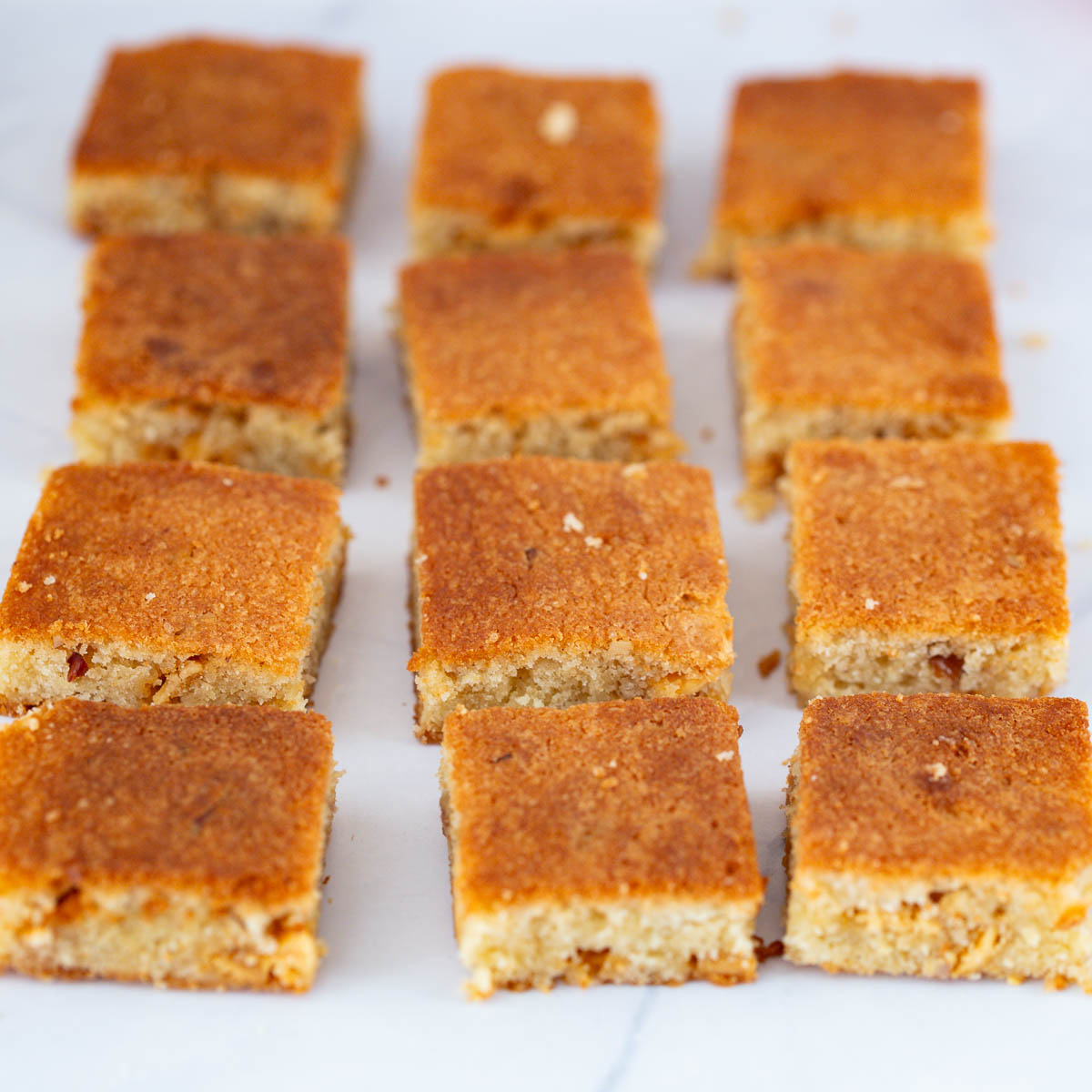 Blondies on the table.
