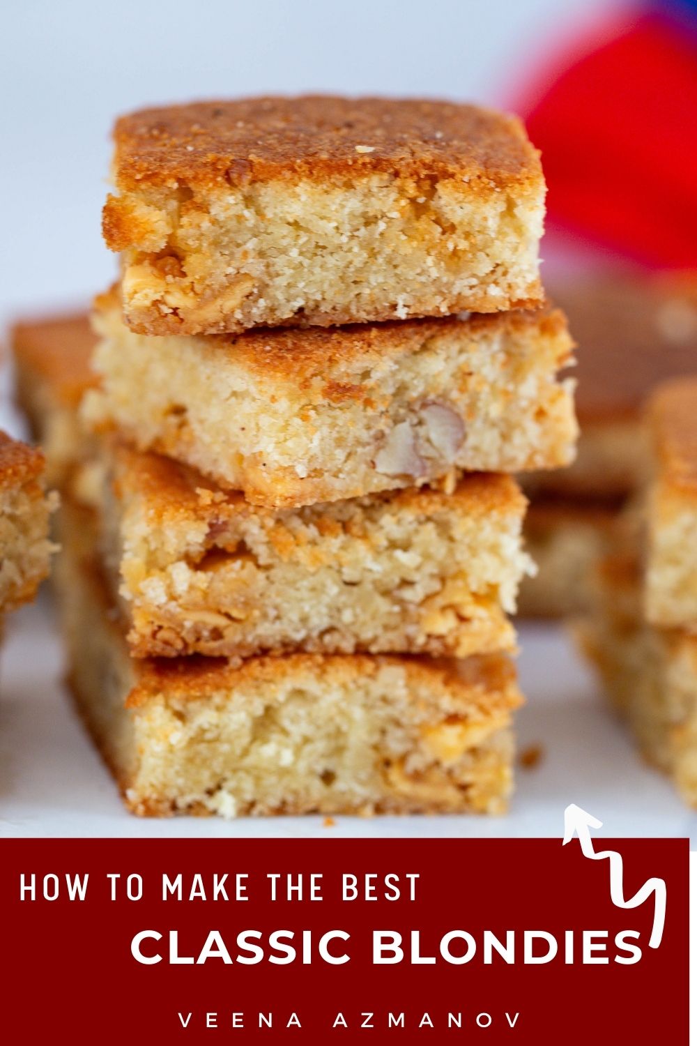Pinterest image for Classic Blondies Recipe.