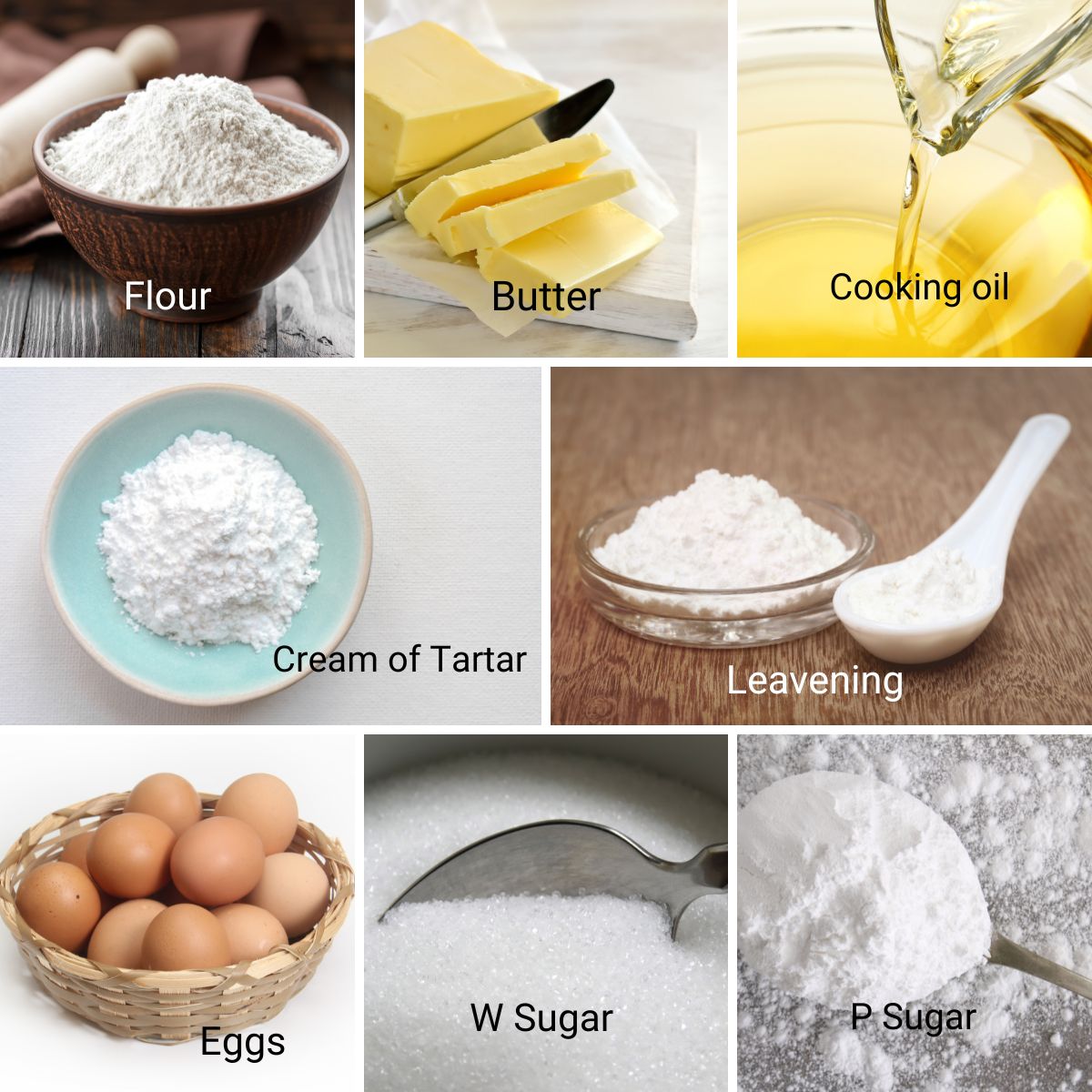 Ingredients for making soft Amish Cookies.