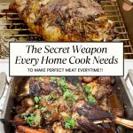 Pinterest image for perfectly cooked meat every time with a meat thermometer.