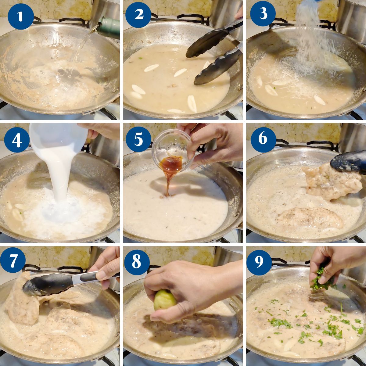 Progress Pictures making the white wine sauce.