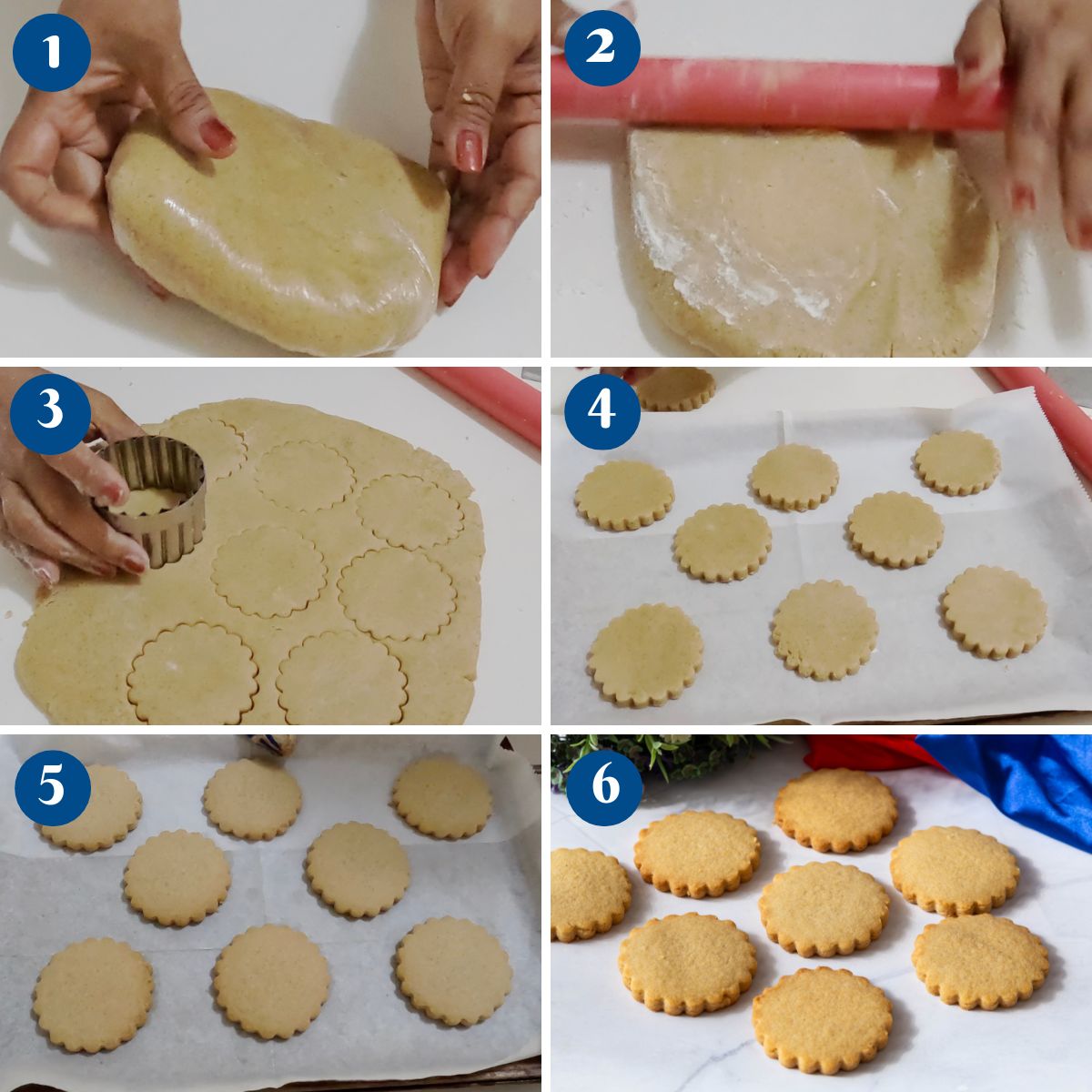 Progress pictures baking the shortbread cookie dough.